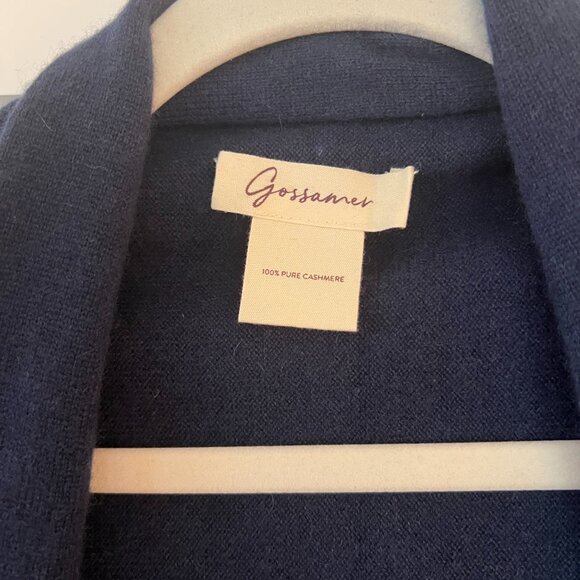 100% Cashmere Gossamer Wrap Sweater, Navy OS - Picture 6 of 6